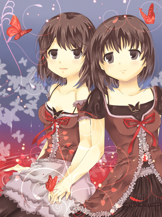 amakura mio and amakura mayu (fatal frame and 1 more) drawn by chiduru