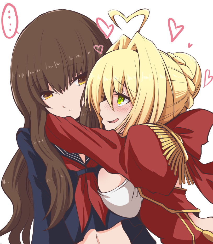 nero claudius and kishinami hakuno (fate and 2 more) drawn by fujitaka_nasu