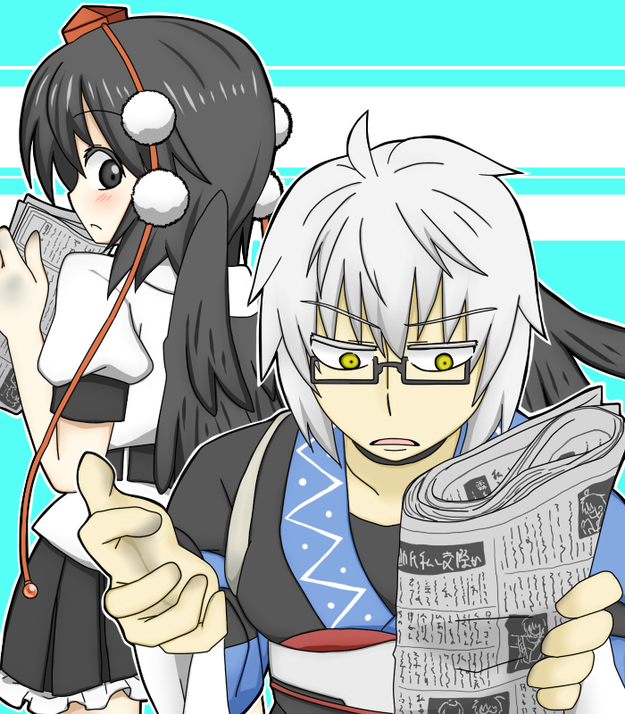 shameimaru aya and morichika rinnosuke (touhou) drawn by sag_(karehabase)