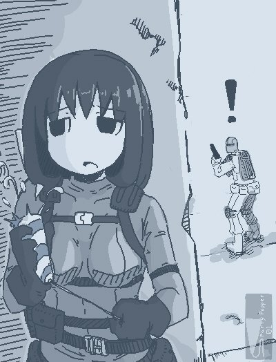 solid snake, suicidal girl, and genome soldier (original and 2 more) drawn by hamsterfragment