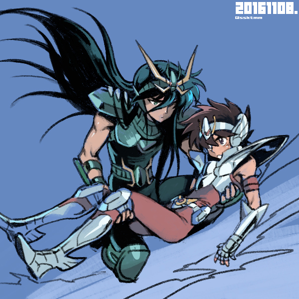 pegasus seiya and dragon shiryuu (saint seiya) drawn by sasaki_tomomi