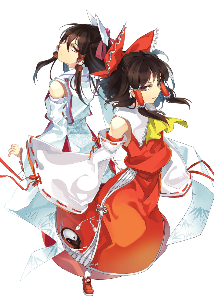 hakurei reimu and white-reimu (touhou) drawn by tsurukame