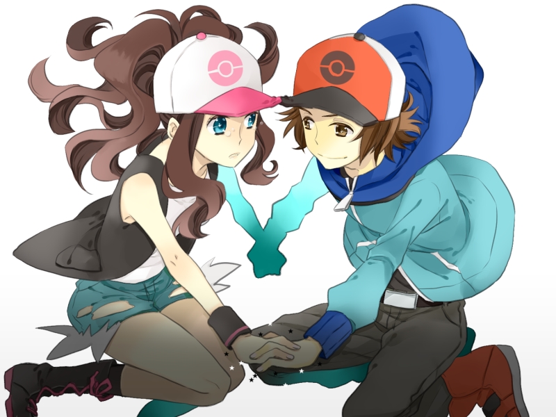 hilda and hilbert (pokemon and 1 more) drawn by kazura_sakura