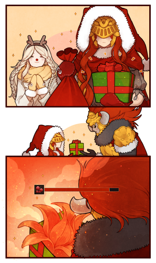 malenia blade of miquella, miquella, starscourge radahn, and rudolph the red nosed reindeer (elden ring) drawn by donar0217