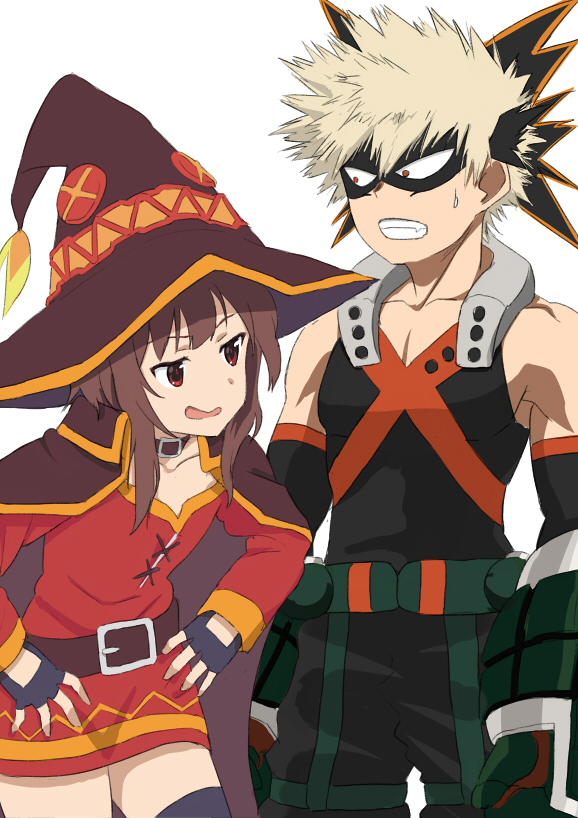 megumin and bakugou katsuki (boku no hero academia and 1 more) drawn by fuyube_gin_(huyube)