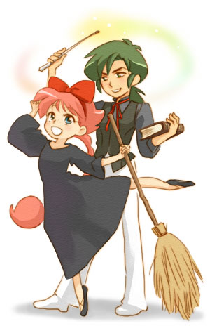 kiki, ahiru, and fakir (majo no takkyuubin and 1 more) drawn by uzuinu