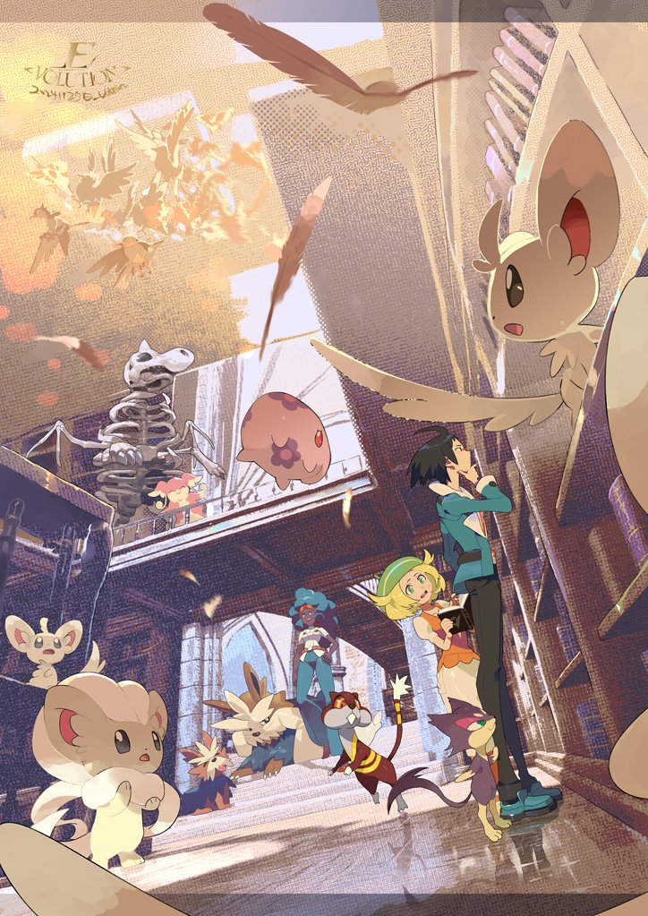 bianca, cheren, minccino, munna, audino, and 7 more (pokemon and 1 more) drawn by e_volution