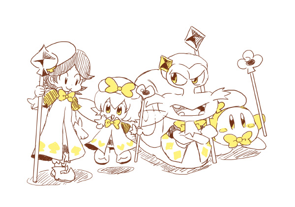 waddle dee, adeleine, ribbon, and escargon (kirby and 1 more) drawn by jin_(jin3jin3)