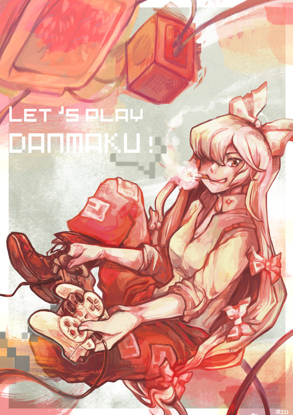fujiwara no mokou (touhou) drawn by mi-eau