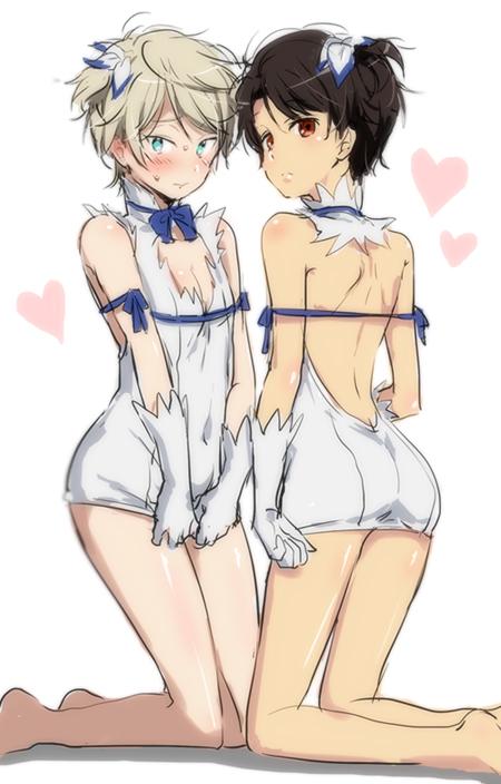 hestia, slaine troyard, and kaizuka inaho (dungeon ni deai wo motomeru no wa machigatteiru darou ka and 1 more) drawn by kl_(dgzonbi)