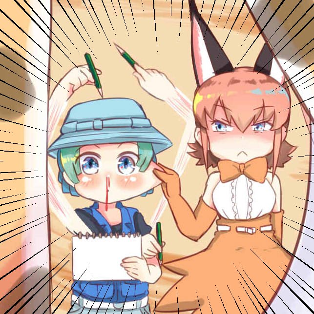 caracal, kyururu, cheetah, and pronghorn (kemono friends) drawn by shimanoji