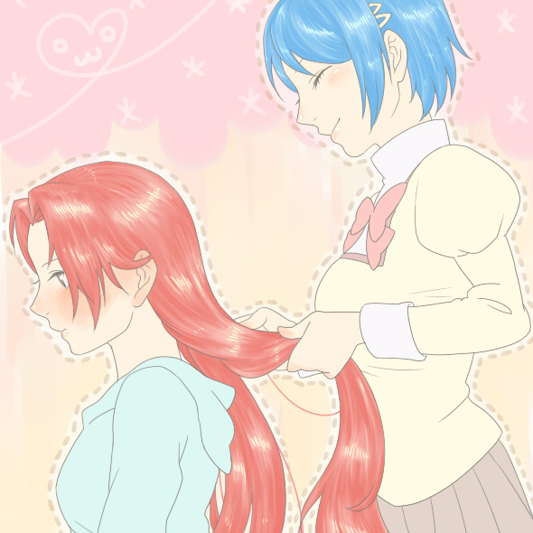 miki sayaka and sakura kyoko (mahou shoujo madoka magica) drawn by hallow