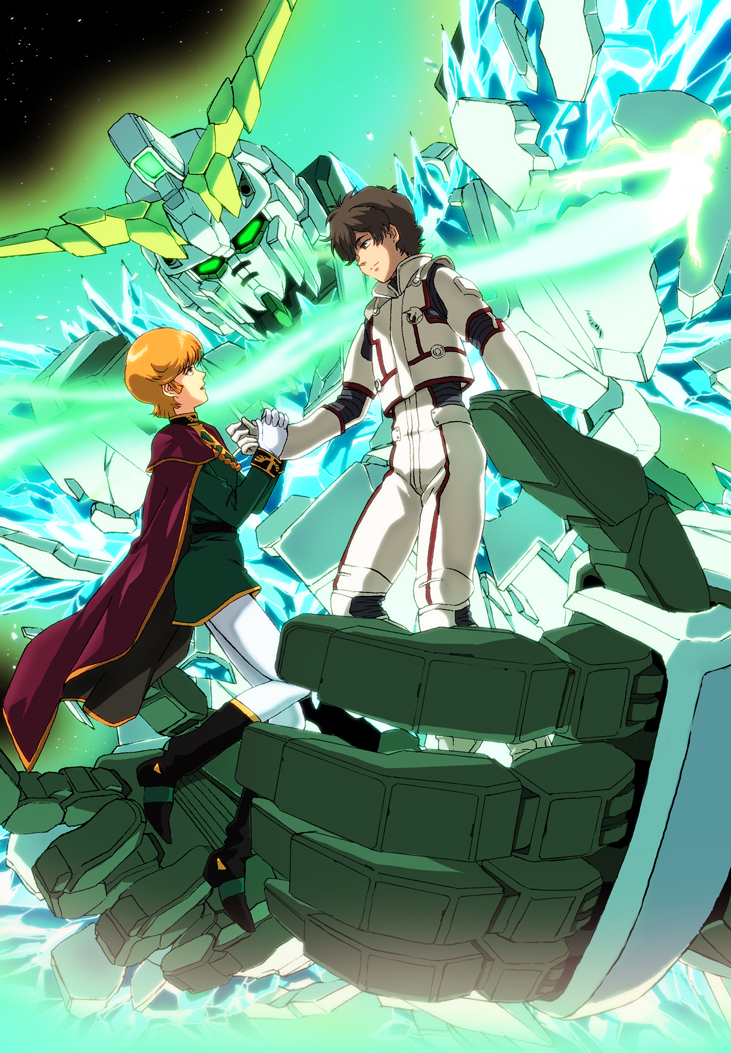 mineva lao zabi, unicorn gundam, banagher links, and audrey burne (gundam and 1 more) drawn by enfuku