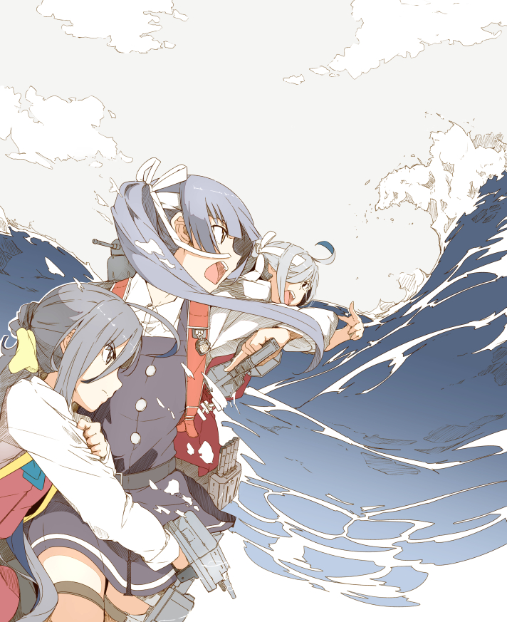 kasumi, kiyoshimo, kasumi kai ni, and asashimo (kantai collection) drawn by ninimo_nimo