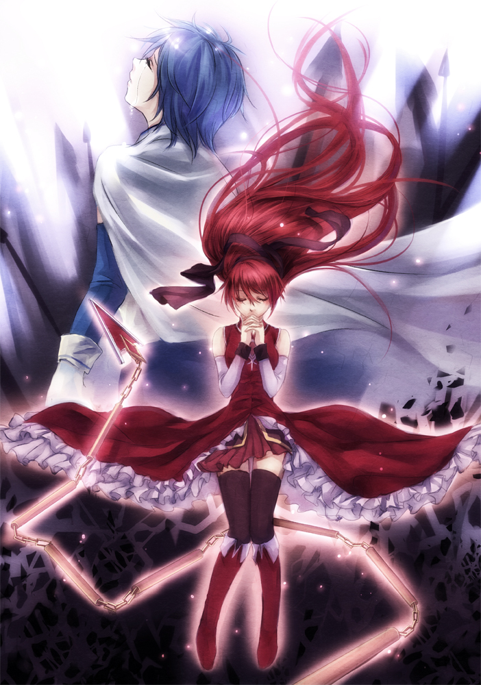 miki sayaka and sakura kyoko (mahou shoujo madoka magica) drawn by shinhwe