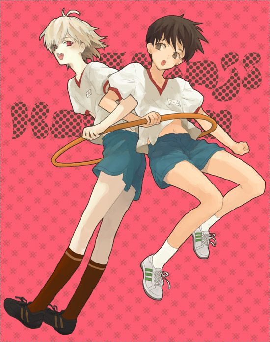 ikari shinji and nagisa kaworu (neon genesis evangelion) drawn by apfelbonbon