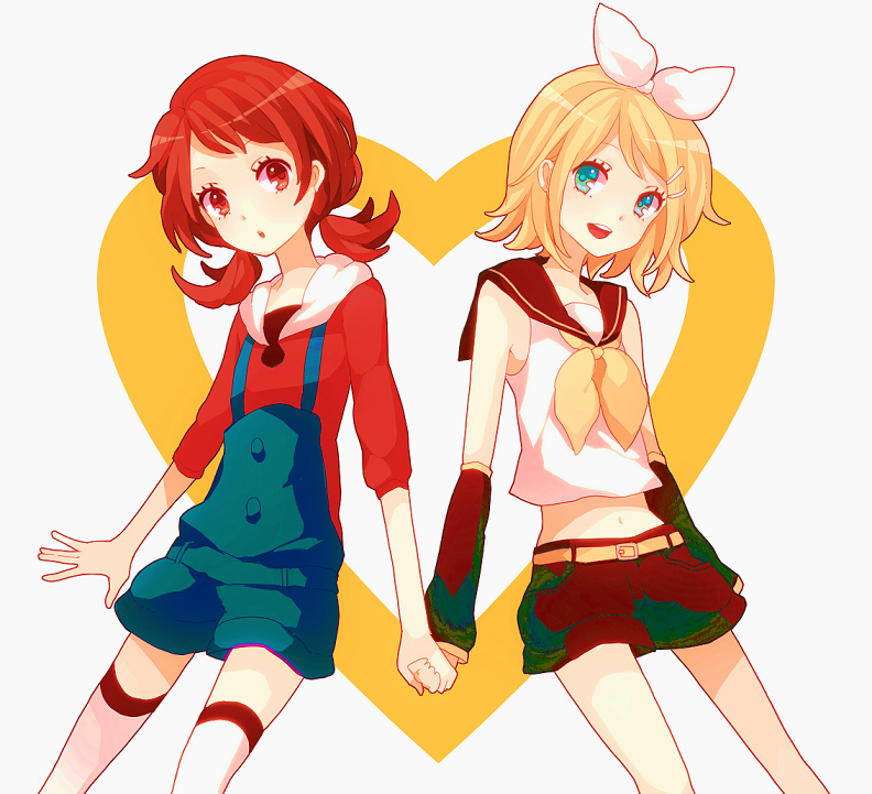 kagamine rin and lyra (pokemon and 2 more) drawn by monaco_(rmn02)