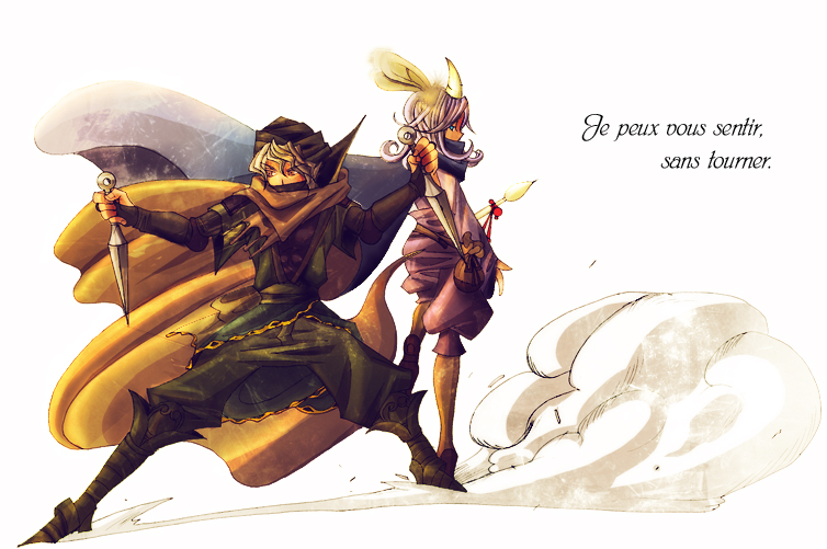 ninja, summoner, maquis the phantasm, duelhorn, and alys the ensorceled (final fantasy and 2 more) drawn by dattyo