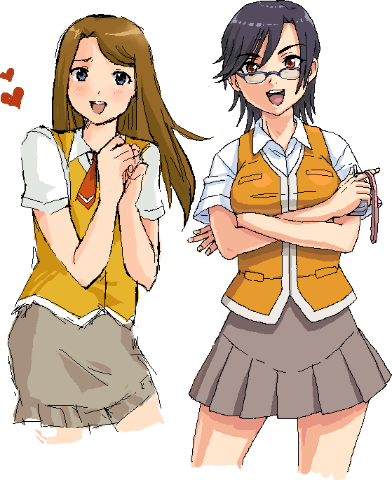 harada chie and senou aoi (my-hime) drawn by mamashi and nigou