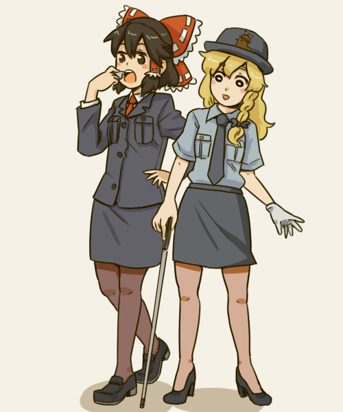 hakurei reimu, kirisame marisa, and mystia lorelei (touhou) drawn by hikimaru