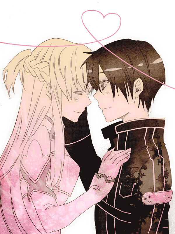 asuna and kirito (sword art online) drawn by tamotsu_(tuft)