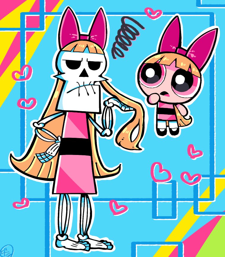 blossom and grim (powerpuff girls and 1 more) drawn by danishi