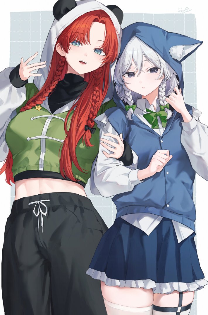 izayoi sakuya and hong meiling (touhou) drawn by sarukana