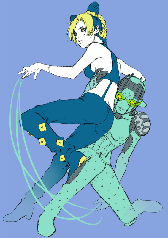 kujo jolyne and stone free (jojo no kimyou na bouken and 1 more) drawn by chounorin