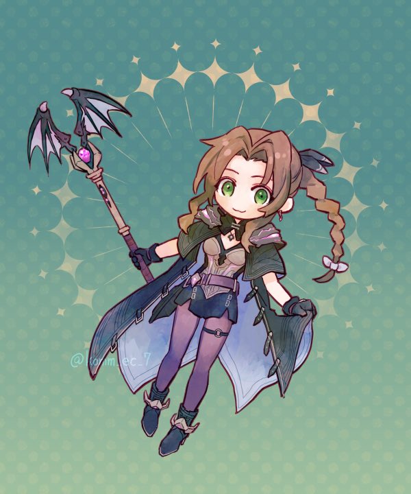 aerith gainsborough (final fantasy and 2 more) drawn by komm_ec_7