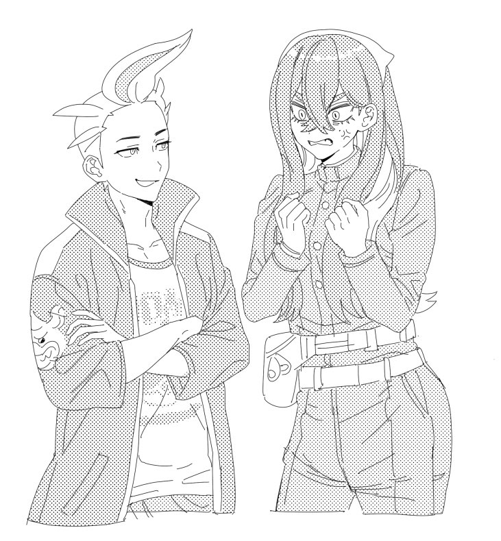 carmine and drayton (pokemon and 1 more) drawn by guttari5