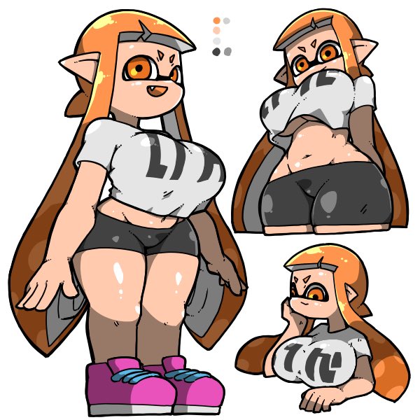 inkling player character, inkling girl, and kaori (splatoon) drawn by name_omoitukan2