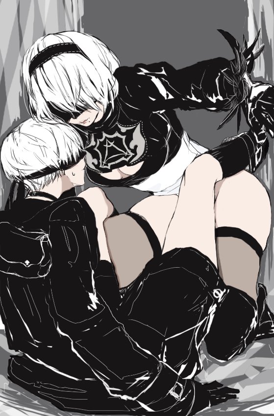 2b and 9s (nier and 1 more) drawn by tomo_(552252)