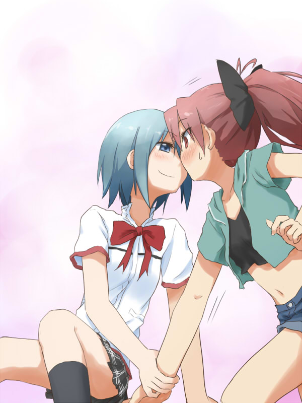 miki sayaka and sakura kyoko (mahou shoujo madoka magica) drawn by kagiana