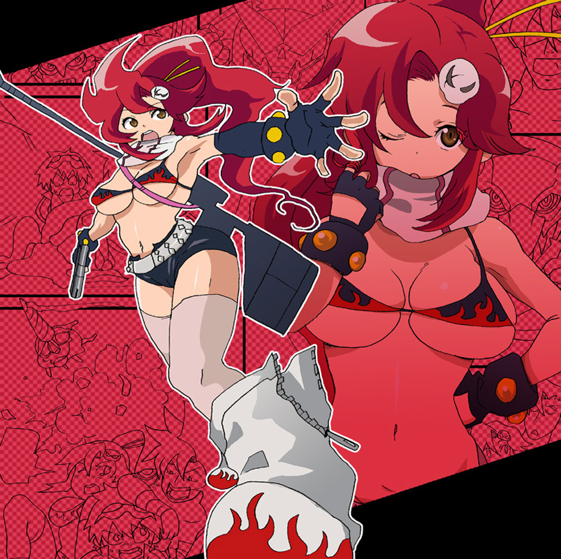 yoko littner, simon, and kamina (tengen toppa gurren lagann) drawn by fk696