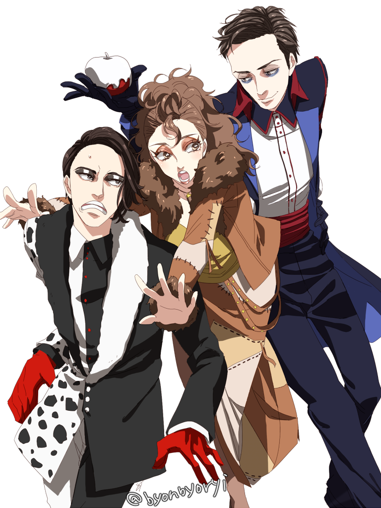 apple poison, pretty scar, and mr. dalmatia (disneyland) drawn by byon