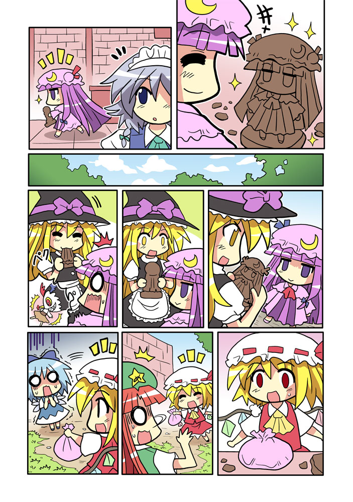 kirisame marisa, flandre scarlet, izayoi sakuya, cirno, patchouli knowledge, and 3 more (touhou and 1 more) drawn by colonel_aki