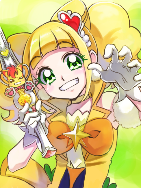 hiramitsu hinata, cure sparkle, and nyatoran (precure and 1 more) drawn by nekomaru_(nekohouse)