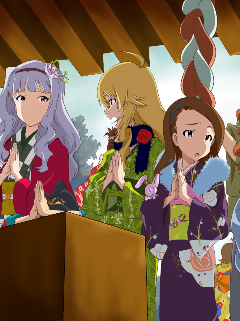 hoshii miki, shijou takane, minase iori, ganaha hibiki, and usa-chan (idolmaster) drawn by shotarou