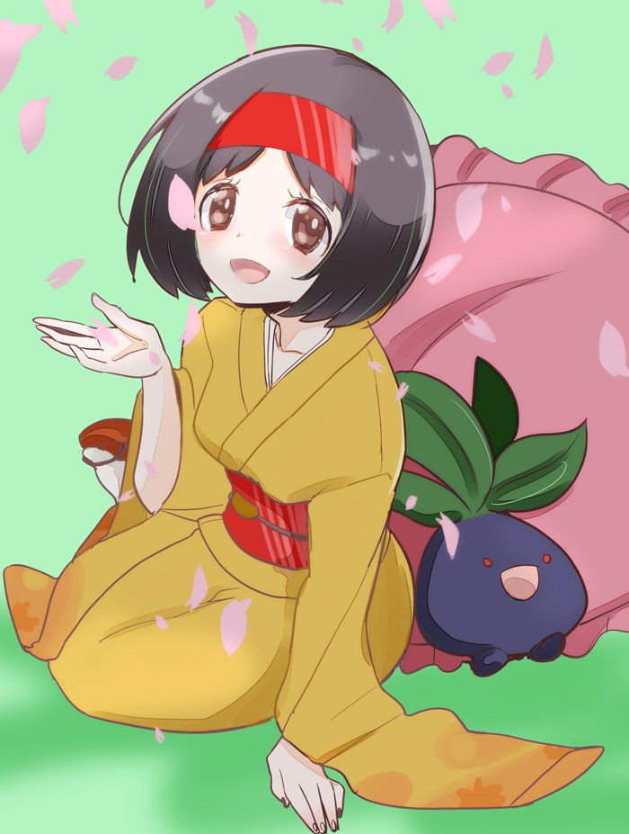 erika and oddish (pokemon and 1 more) drawn by chorimokki