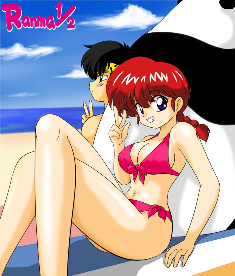 ranma-chan, hibiki ryouga, and saotome genma (ranma 1/2) drawn by kj_(k777)