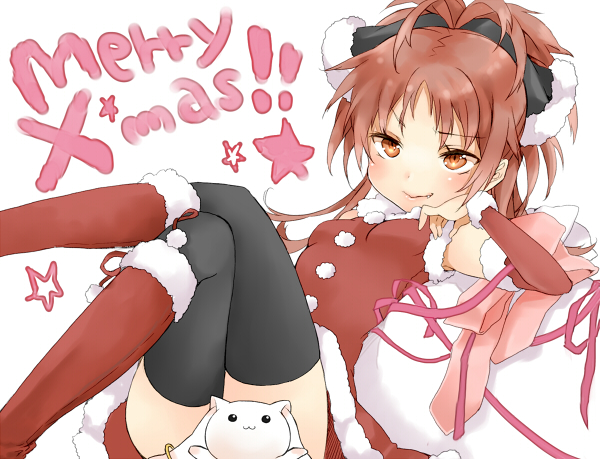 sakura kyoko and kyubey (mahou shoujo madoka magica) drawn by anonymous_(2ch_sakura_kyouko_thread) and mijinkouka