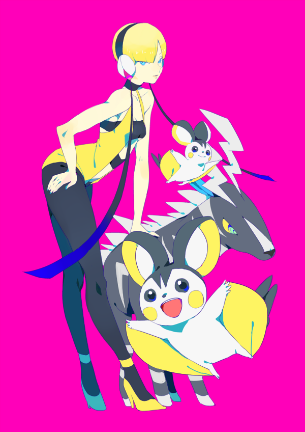 elesa, emolga, and zebstrika (pokemon and 1 more) drawn by kawwa