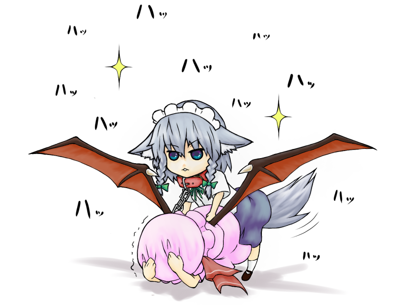 remilia scarlet, izayoi sakuya, and inu sakuya (touhou) drawn by hana-chan