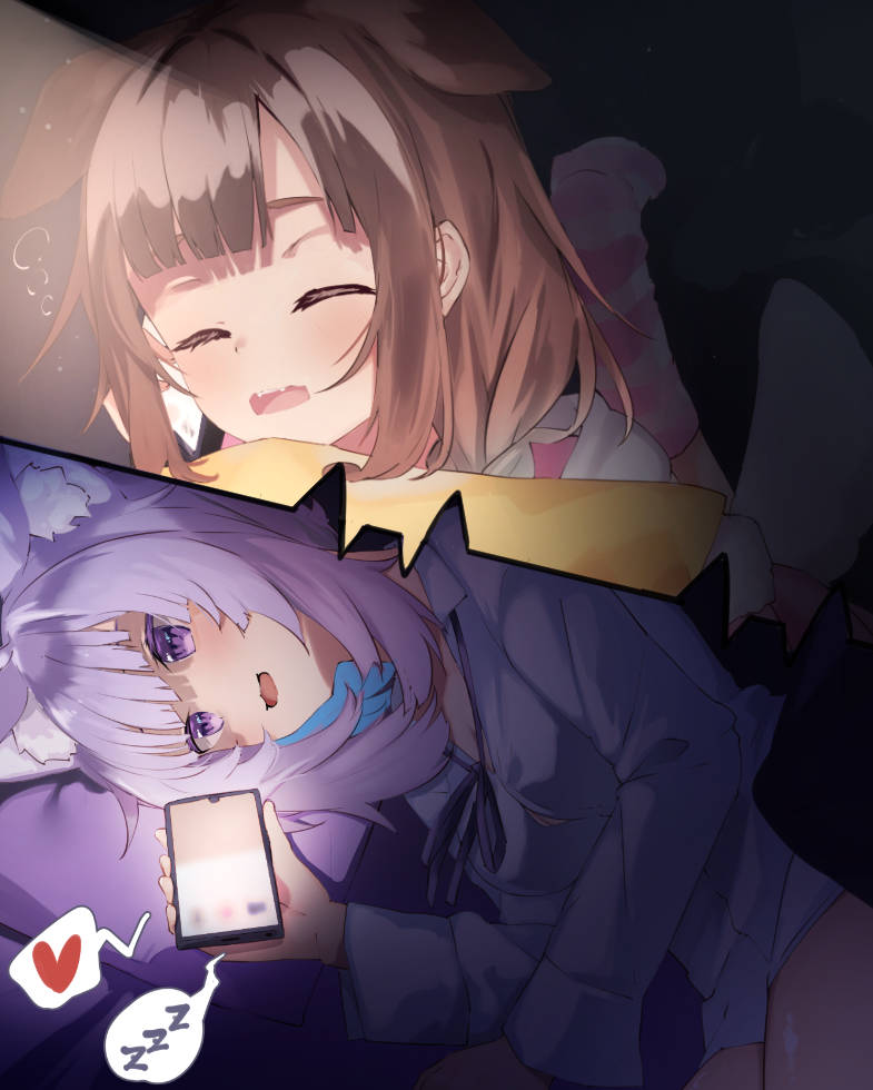 nekomata okayu and inugami korone (hololive) drawn by tsushi