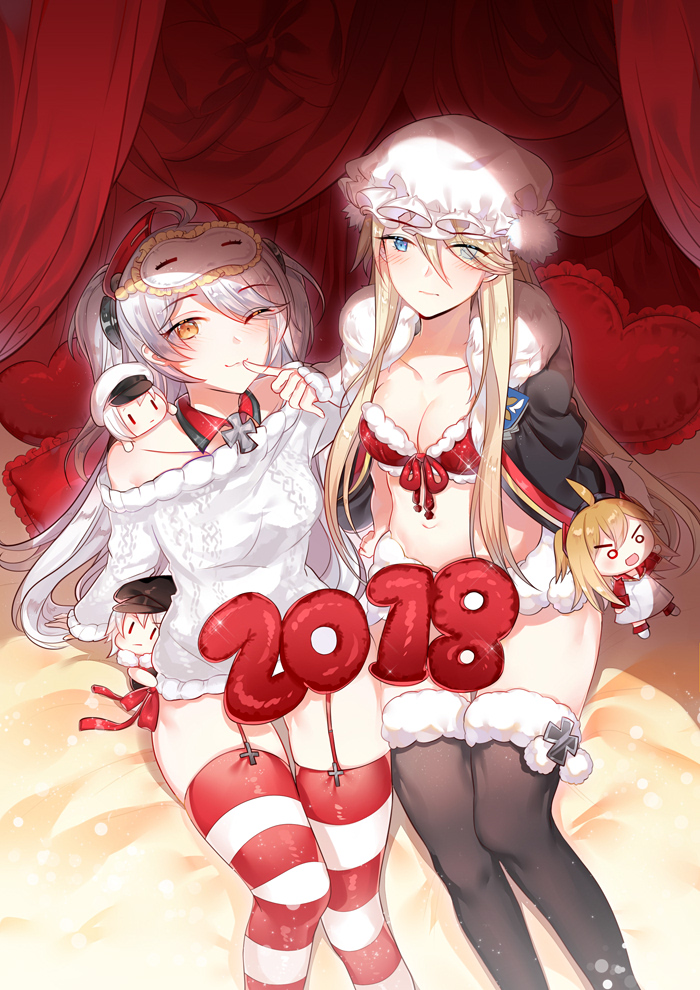 prinz eugen, bismarck, graf zeppelin, admiral hipper, and tirpitz (azur lane) drawn by taoi_bianshenbang