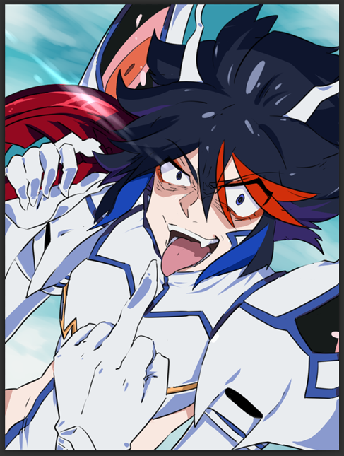 matoi ryuuko and junketsu (kill la kill) drawn by wafflemomo