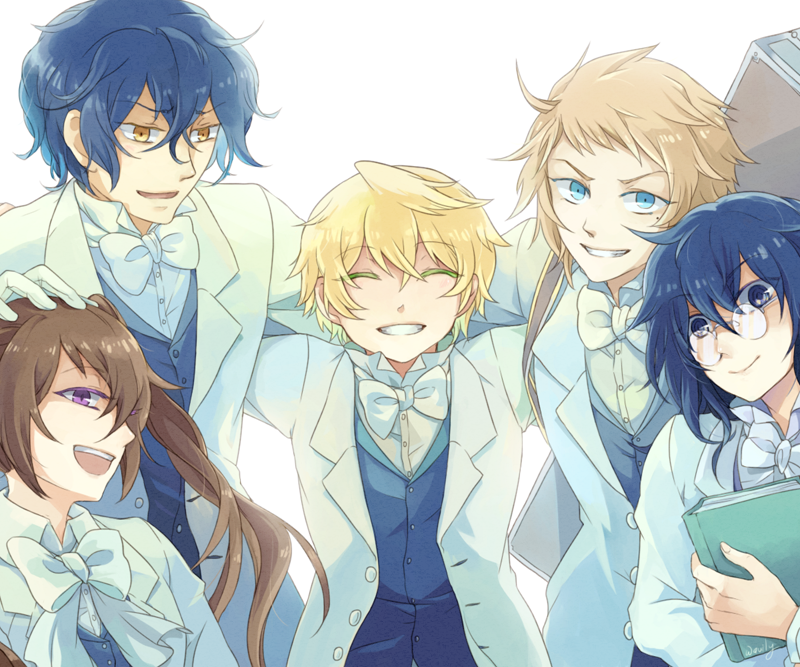 alice, oz vessalius, gilbert nightray, leo, and elliot nightray (pandora hearts) drawn by wavily