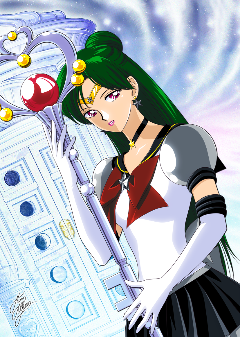 meiou setsuna, sailor pluto, and super sailor pluto (bishoujo senshi sailor moon and 1 more) drawn by marco_albiero