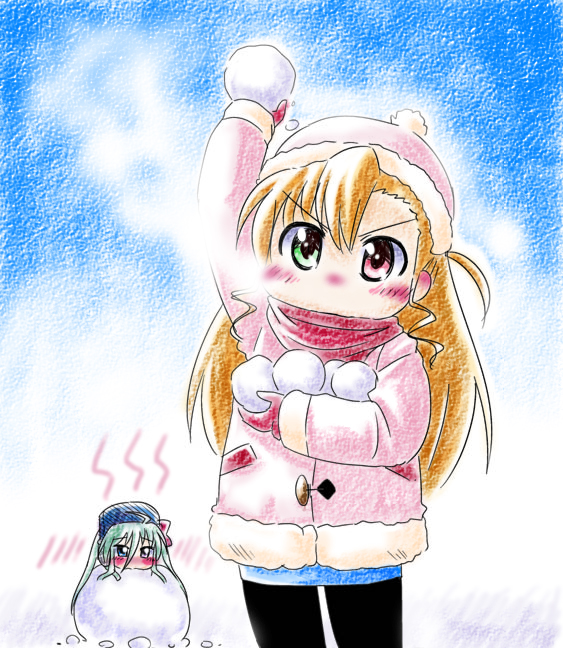vivio and einhard stratos (lyrical nanoha and 1 more) drawn by san-pon and tamu_(mad_works)