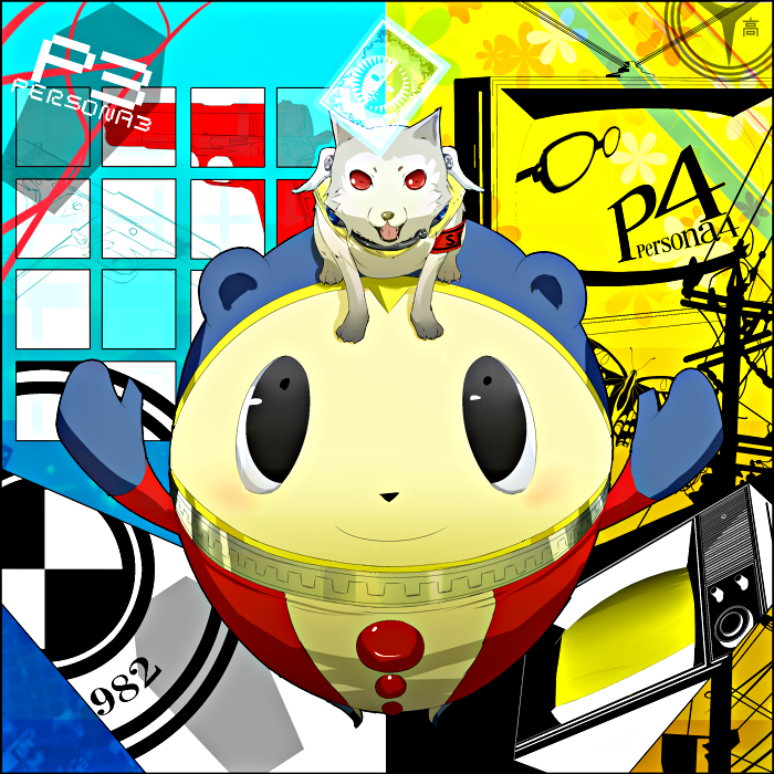 kuma and koromaru (persona and 2 more) drawn by sawakita_a